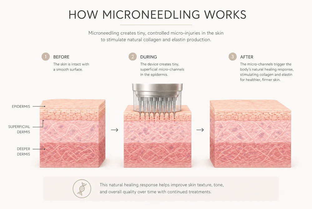 microneedling micro injuries epidermis dermis diagram