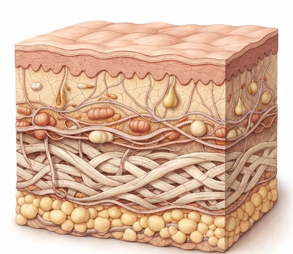 Illustration showing how radiofrequency energy affects deeper skin layers