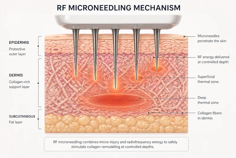 rf microneedling dermis radiofrequency energy diagram